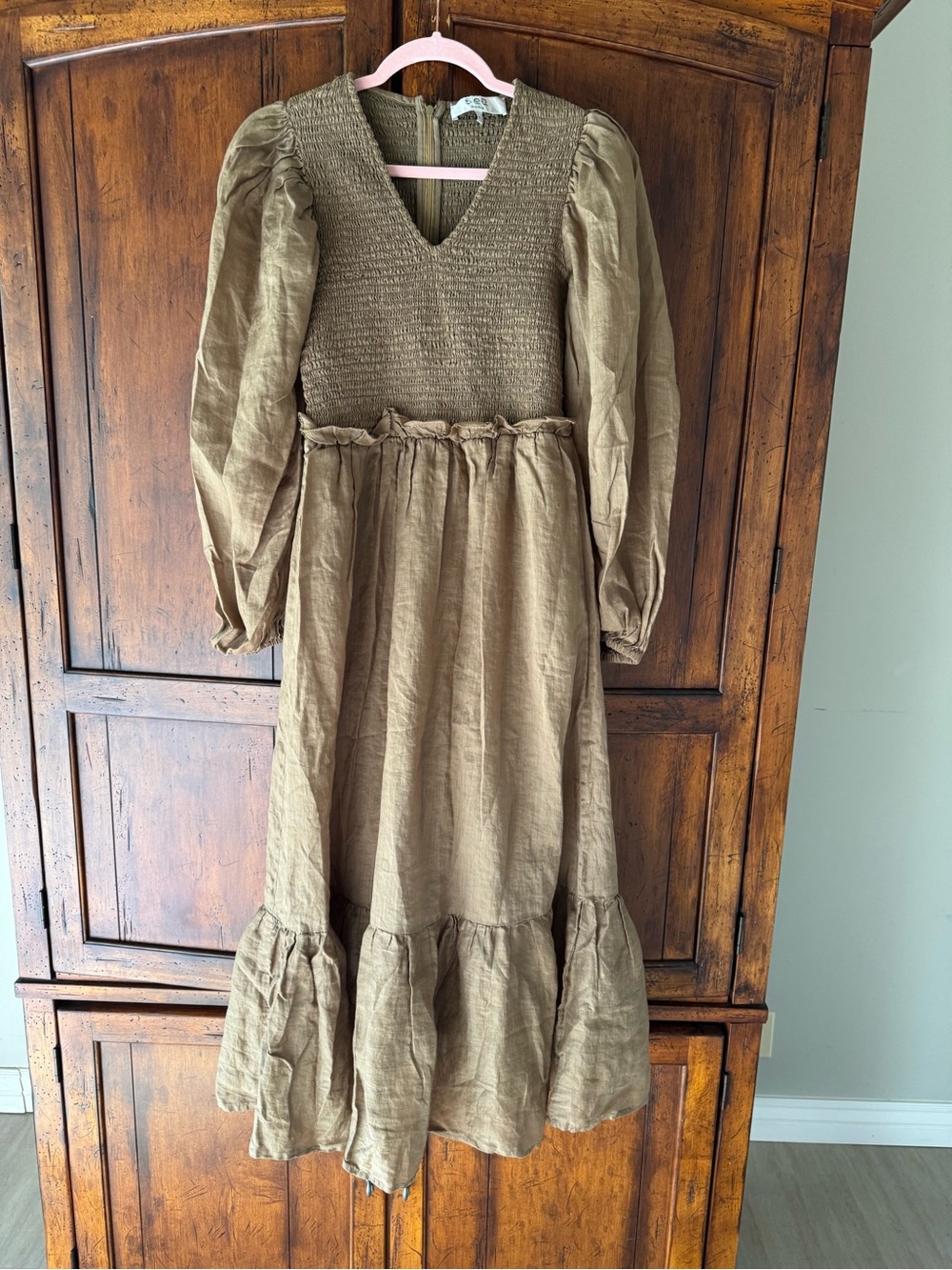 Sea New York Hattie Ramie Smocked Dress Hazel Colorway Size 4 - Picture 3 of 6